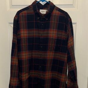 Goodfellow & Co Men's Casual Plaid Shirt - Black and Orange